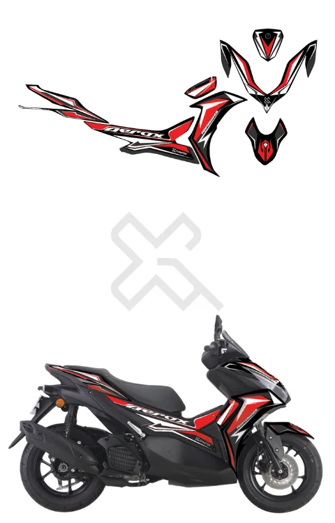 R Pulse Drop Edition Black Red Full Body Sticker Compatible with Aerox 155 | Printed In Premium Gloss Vinyl With FPF(Fade Protection Film), Water Proof, Precut Sticker, Pack Of 1 Compatible with Both Side